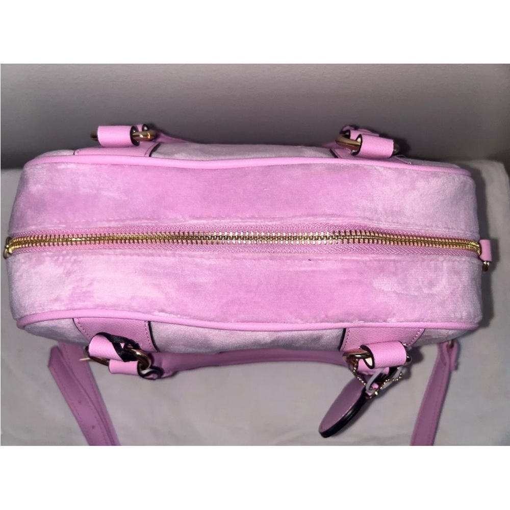 NEW! NWT JUICY COUTURE Heritage Bowler Velour Crossbody Bag Fondant Pink - Picture 5 of 7